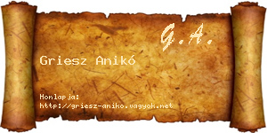 Griesz Anikó névjegykártya